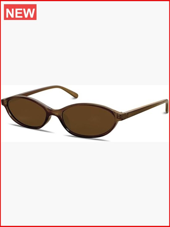Retro Oval Cat Eye Sunglasses Lightweight Narrow UV Protection Trendy Shades main image 5